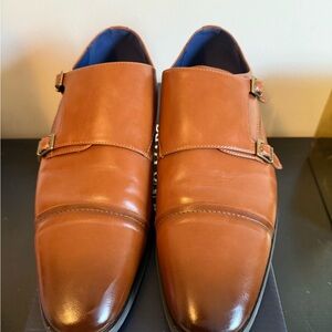 Bruno Marc Camel Tan Double Monk Strap Leather Shoes size 12w